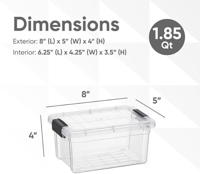 Superio Storage Bins with Lids- 6 Pack, 1.85 Qt Clear Boxes - Image 2