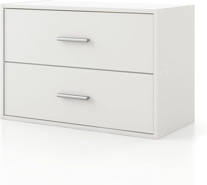 Homes: Inside + Out Apexa 2-Drawer Wooden Stackable Storage Drawers, Small Food by HOMESInsideOut