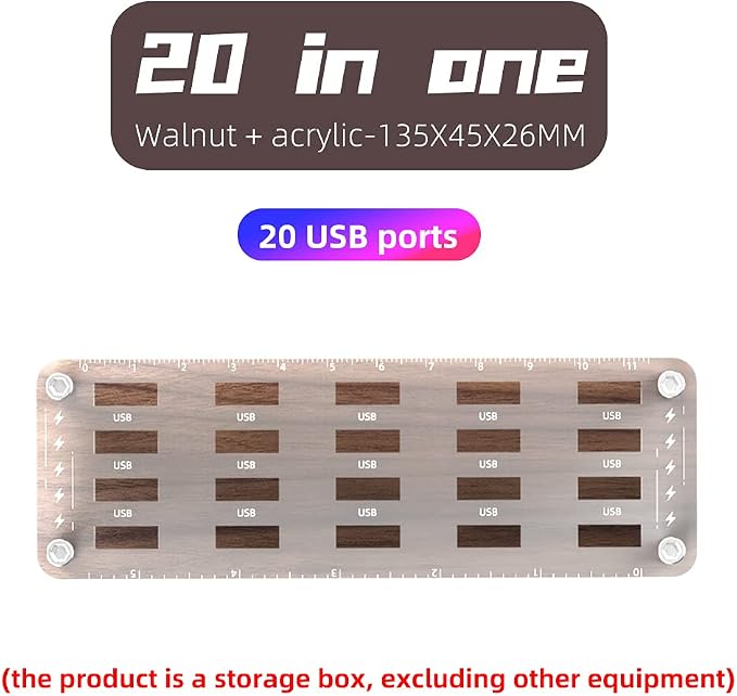 20 Slots Wooden Memory USB Flash Disk Card Case, TF Card Box and Micro SD Drive - Image 4