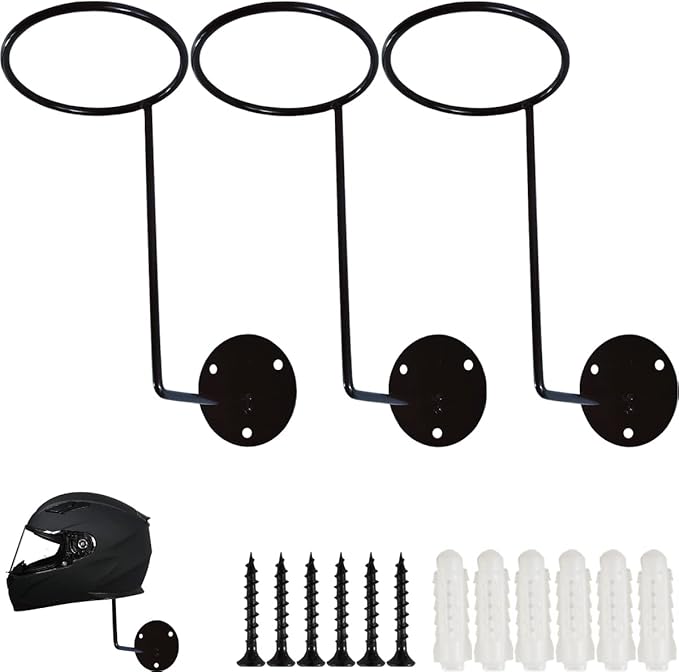 TIHOOD 3PCS Helmet Hanger Helmet Holder Rack Wall Mounted Hook by Tihood