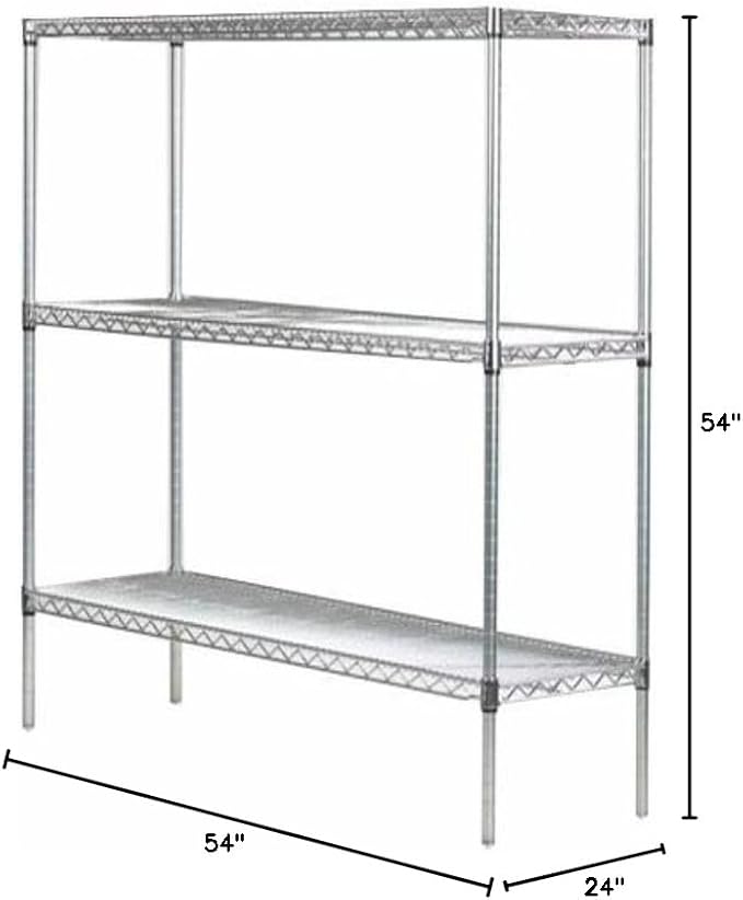 Omega 24" Deep x 54" Wide x 54" High 3 Tier Chrome Starter Shelving Unit - Image 2