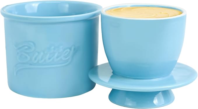 Butter Crock for Counter with Water, French Butter Keeper for Spreadable Butter by MSJGA