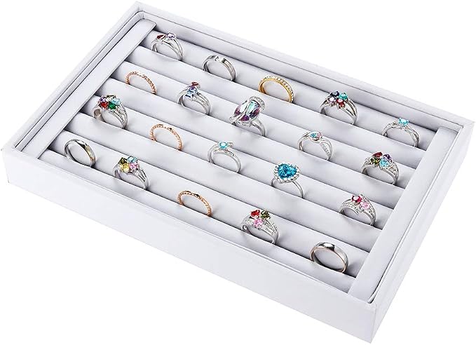 Valyria Velvet 7 Slots Ring Earrings Trays Showcase Display Jewelry Organizer - Image 2