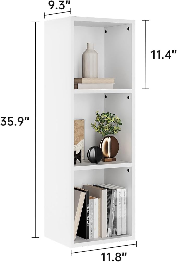 oneinmil Small Narrow Bookshelf, 3-Tier Cube Display Rack, Modern Corner - Image 3