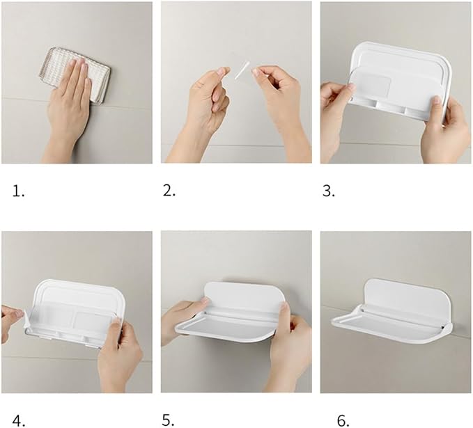 Wall Mounted Small Floating Shelf, Foldable Adhesive Plastics Floating Shelf - Image 6