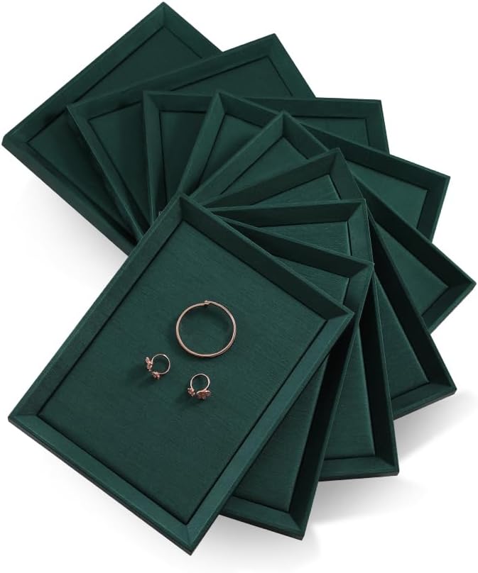 Flat Tray For Jewelry, Leather Tray, Premium Green Jewelry Tray, Stackable - Image 4