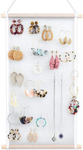 Mesh Earring Organizer with Wooden Rods Hanging Jewelry Display Holder by Unknown