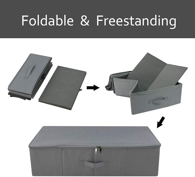 Pack of 3, Folding Under the Bed Storage Bins - Image 3