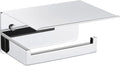 Toilet Paper Holder with Phone Shelf Polished Chrome, APLusee Bathroom by APLusee