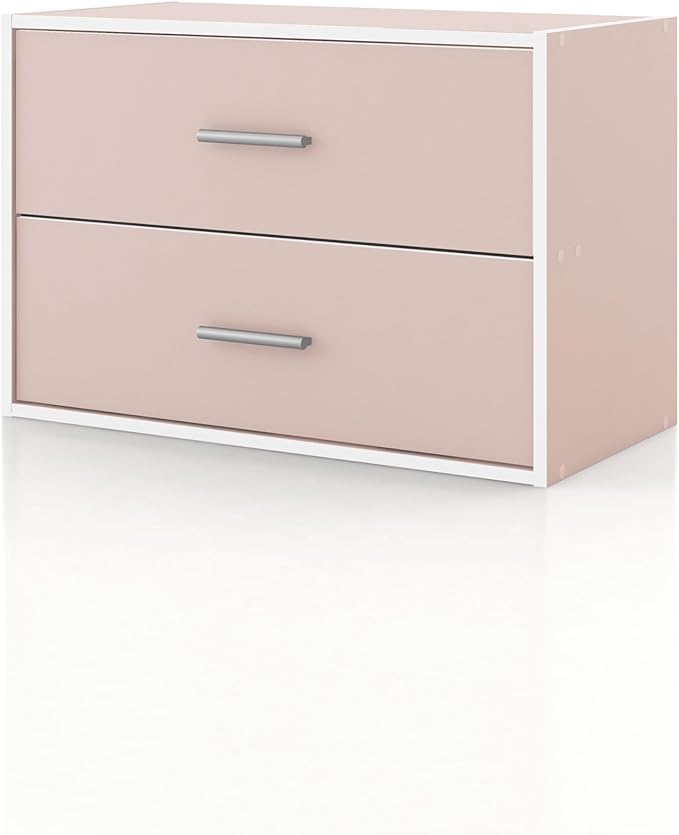 Homes: Inside + Out Apexa 2-Drawer Wooden Stackable Storage Drawers, Small Food by HOMESInsideOut