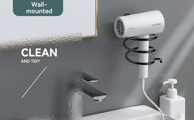 YUET Hair Dryer Holder Hairdryer Station Wall Mounted Stand Hanger Rack Blow - Image 8