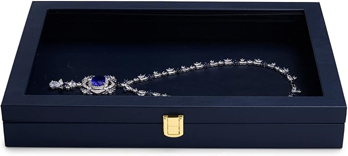 Oirlv Premium Blue Leather Flat Jewelry Tray - Image 4