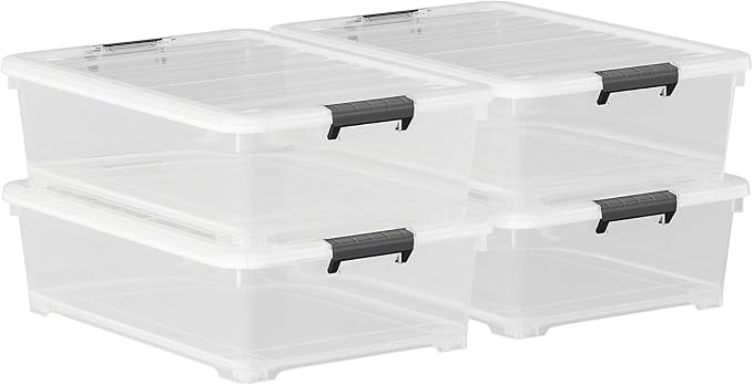 26 Quart Clear Underbed Storage Bin, Plastic Underbed Storage Box, Wheeled - Image 8