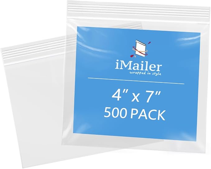 iMailer - 4" x 7" 500 Pack- 2 Mil Resealable Zip Bags- Small Clear Plastic Bags by iMailer