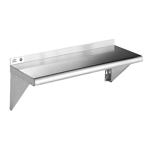 ROCKPOINT Stainless Steel Shelf 10 x 48 Inches 280lb, NSF Metal Commercial by ROCKPOINT