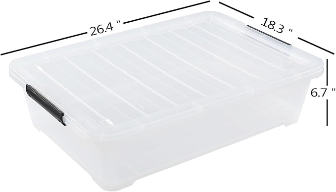 4-pack 40 Quarts Large Shallow Storage Bins, Plastic Under Bed Box Totes - Image 3