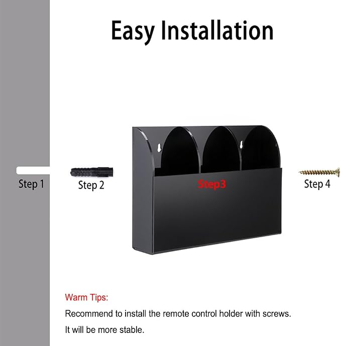 Hipiwe Wall Mount Remote Control Holder Clear Acrylic Media Organizer Storage - Image 4