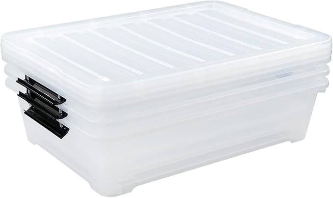 Zopnny 3-Pack 40 Quart Plastic Underbed Storage Box, Large Clear Under Bed - Image 7