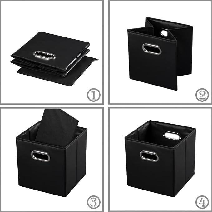 PRANDOM Leather Foldable Cube Storage Bins 11x11 inch Fabric Storage Baskets - Image 5