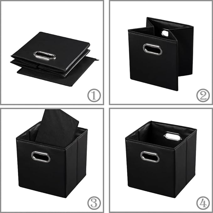 PRANDOM Leather Foldable Cube Storage Bins 11x11 inch Fabric Storage Baskets - Image 5