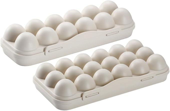 2pcs Egg Fridge Organizer with Lids Stackable Egg Storage Box by OSOLADY
