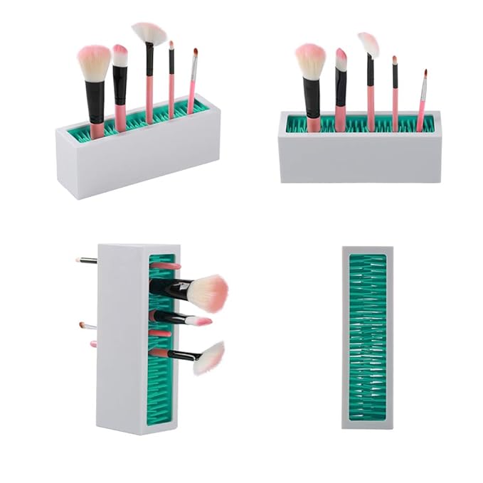 Makeup Brushes Holder Organizer, Silicone Vanity Air Drying Rack Display Storage - Image 2