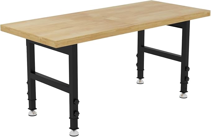 60" Adjustable Height Work Bench, Heavy-Duty Thicker Workbench, 2000 LBS Load by Pelnuies