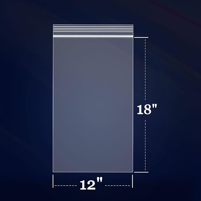 iMailer - 200 Count - 12" x 18" Large Zip Bags - Clear Reclosable Zip Plastic - Image 2