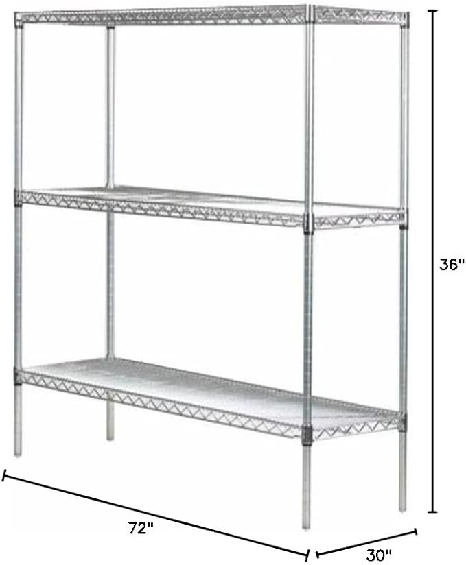 Omega 30" Deep x 72" Wide x 36" High 3 Tier Chrome Starter Shelving Unit - Image 2