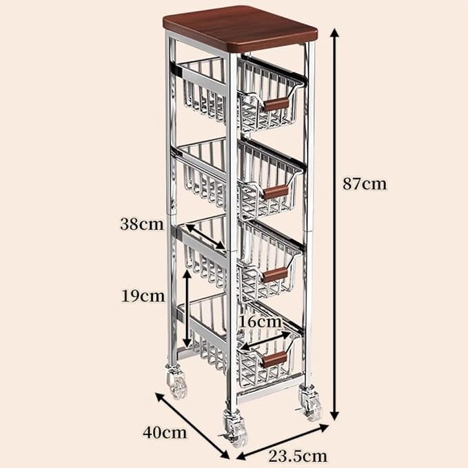 Ultra Slim 5-Tier Rolling Fruit & Vegetable Storage Cart - Image 3