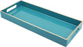 Teal Blue Vanity Tray with Handles, Decorative Tray Desktop Storage Organizer by Leemxiiny