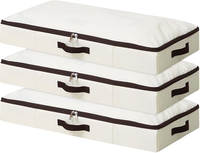 AMJ 3 Pack 4inch Underbed Storage Bins, Under Bed Storage Containers by OrderlyhomeBoundlesslove