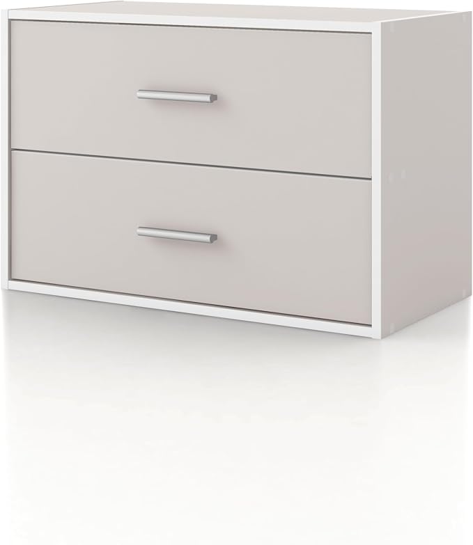 Homes: Inside + Out Apexa 2-Drawer Wooden Stackable Storage Drawers, Small Food by HOMESInsideOut