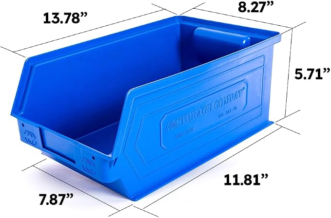 6-Pack Storage Bins, Wall Mount, Stackable & Freestanding, 12”x 8” x 6” Plastic - Image 3
