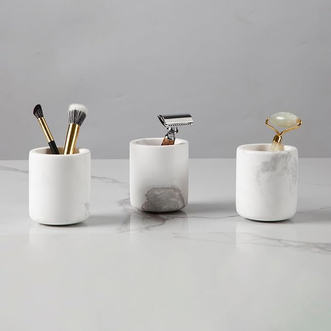 Natural White Marble Toothbrush Holder - Image 8