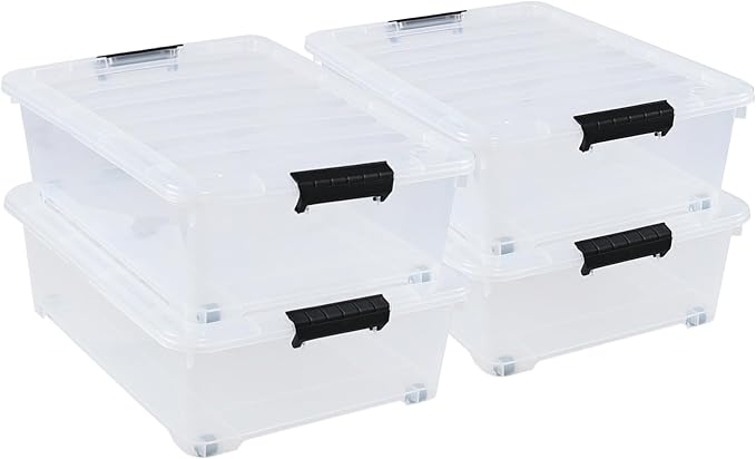 4-Pack 25 Quart Large Plastic Underbed Clothes Storage Containers Bins - Image 5
