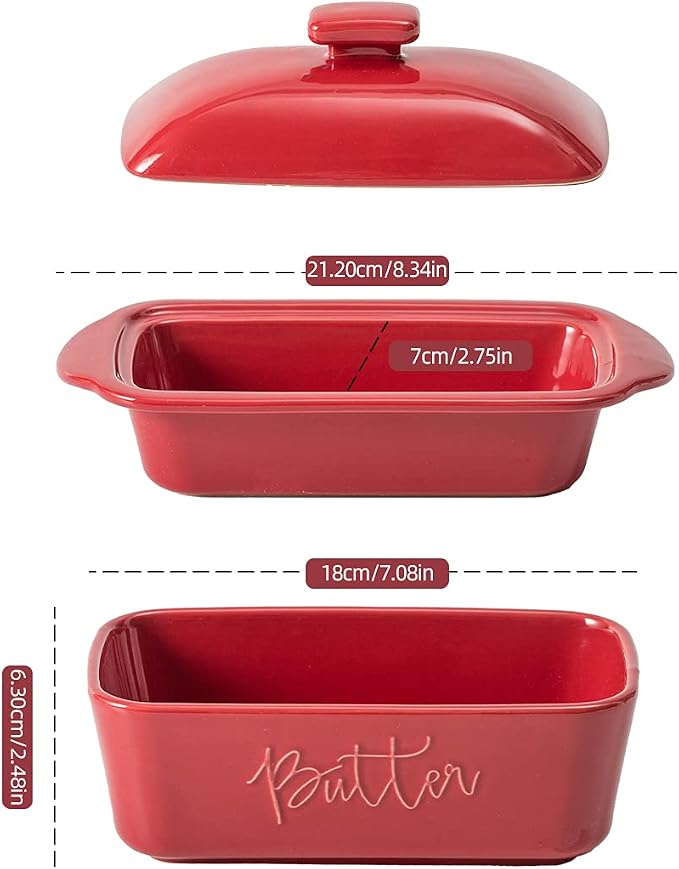 FE Butter Dish, 10 oz Ceramic Butter Keeper - Image 3