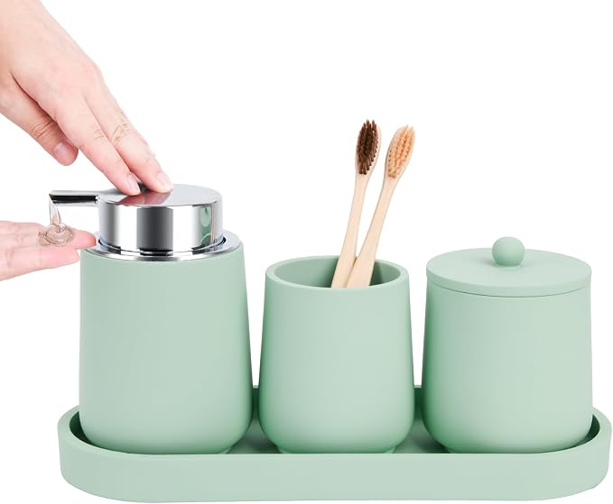 Green Bathroom Accessories Set by Deobath