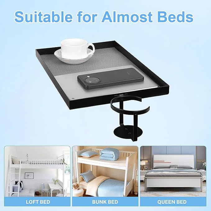 Luckyone Bedside Shelf Metal for Bunk Bed & Top Bunk, Clip On Nightstand - Image 6