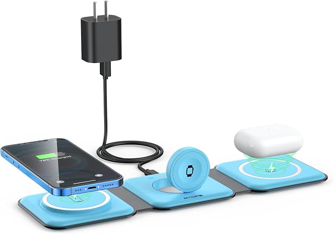 Wireless Charger 3 in 1, RTOPS Magnetic Travel Wireless Charging Station by RTOPS