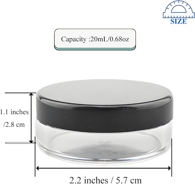 HAHIYO 2Pcs 20ml/0.68oz Plastic Empty Travel Compact Case Makeup Cosmetic Jar - Image 2