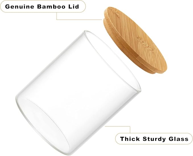 Qtip Holder with Vanity Tray, 3 Pack Glass Apothecary Jars with Lids, Bathroom - Image 6