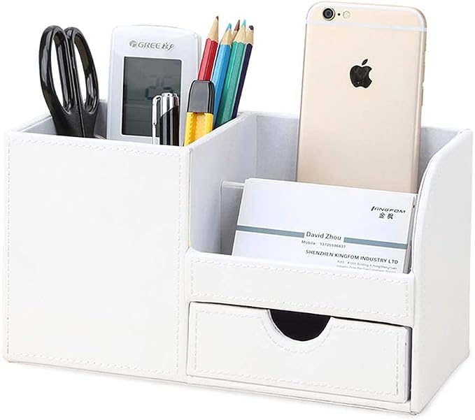 KINGFOM Desk Organizer Office Supplies Caddy Pu Leather Multi-function Storage by KingfomLeatherHomeOfficeDecor