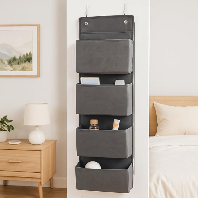 Joyful Moose Over the Door Hanging Organizer Closet Storage Bins Grey - Image 7