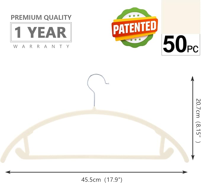 MIZGI Premium Velvet Hangers 50 Pack Heavyduty- Non Slip No Shoulder Bump Suit - Image 2