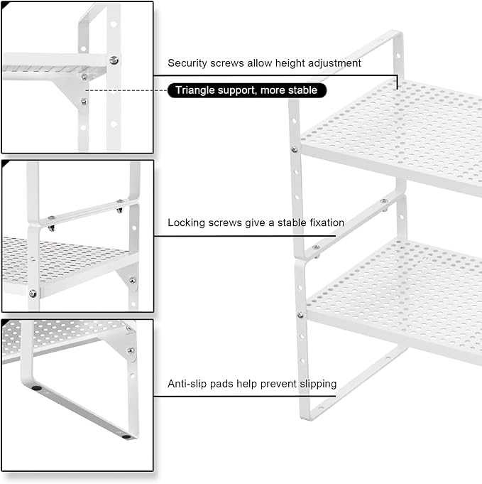 Expandable Cabinet Shelf Rack, Large Kitchen Cupboard Organizer Stackable - Image 4