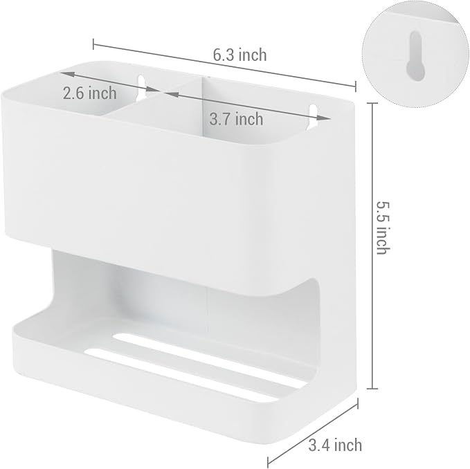 MyGift White Metal Wall Mount Hair Tools Holder - Image 4