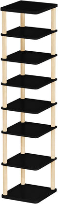 LUCKNOCK 8 Tiers Vertical Shoe Rack White and Brown by LUCKNOCK
