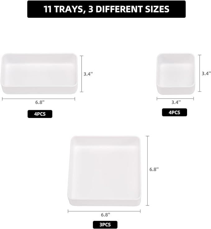 CHANCETSUI 11-Piece Stackable Drawer Organizer Set, Stationery, Utensils in - Image 6