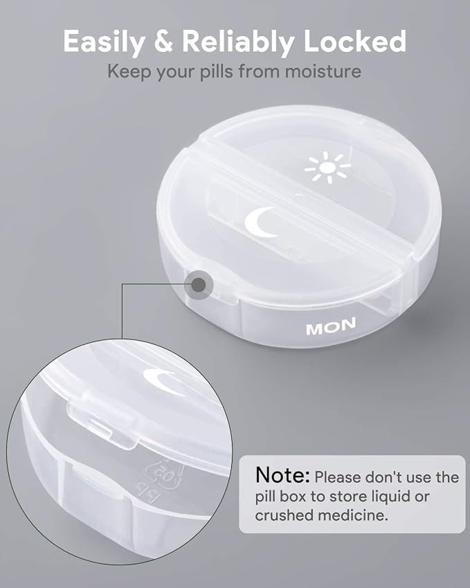 TookMag Pill Organizer 2 Times a Day, Travel Medicine Pill Organizer, Weekly AM - Image 2